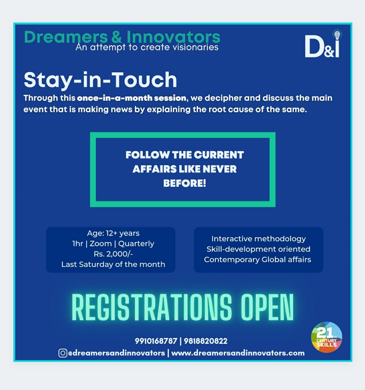 Stay In Touch Dreamers Innovators